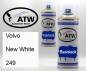 Preview: Volvo, New White, 249: 400ml Sprühdose + 400ml Klarlack - Set, von ATW Autoteile West.